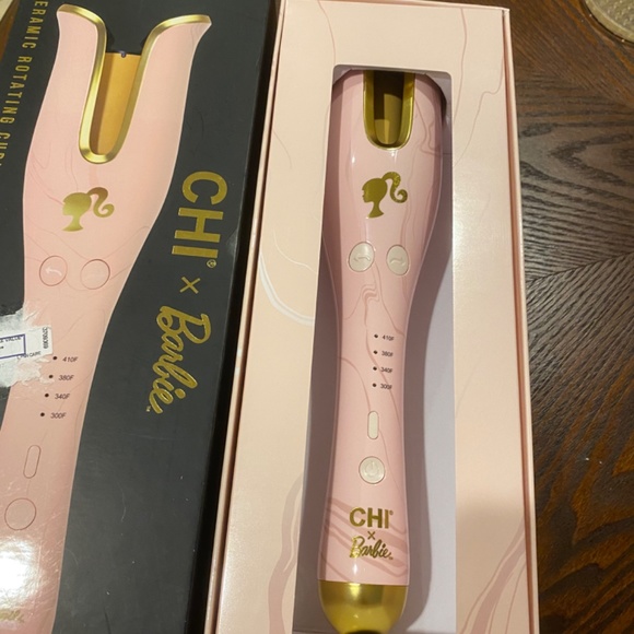 Chi Authentic Limited Ed Pink Barbie Hair Curler Ceramic Rotating Curling FullSz - Picture 3 of 13